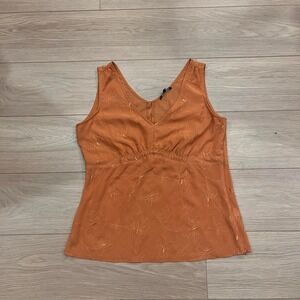 Reitmans Burnt Orange Embroidered floral babydoll Blouse Women M Boho Fairy Y2K